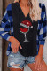 Blue Casual Print Patchwork Hooded Collar Tops
