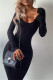 Black Sexy Casual Solid Basic O Neck Long Sleeve Dresses