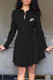 Black Fashion Casual Print Patchwork Turndown Collar A Line Dresses