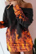 Tangerine Sexy Print Patchwork Draw String Fold O Neck One Step Skirt Dresses