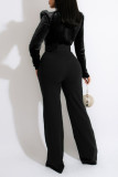 Green Sexy Solid Split Joint V Neck Straight Jumpsuits