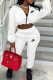 White Fashion Sportswear Print Patchwork Long Sleeve Two Pieces