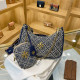 Blue Fashion Street Letter Patchwork Bags