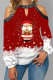 Red Casual Sweet Print Hollowed Out Patchwork O Neck Tops