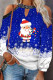 Blue Casual Sweet Print Hollowed Out Patchwork O Neck Tops