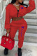 Orange Fashion Sportswear Print Patchwork Long Sleeve Two Pieces
