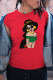 Red Street Cute Character Patchwork O Neck T-Shirts