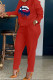 Red Casual Print Patchwork O Neck Long Sleeve Two Pieces