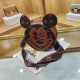 Brown Fashion Street Print Patchwork Letter Bags