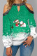 Green Casual Sweet Print Hollowed Out Patchwork O Neck Tops