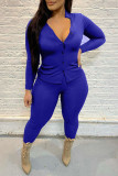 Coffee Sexy Solid Patchwork Buckle Turndown Collar Long Sleeve Two Pieces