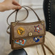 Deep Coffee Fashion Vintage Print Patchwork Bags