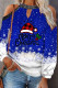 Blue Casual Sweet Print Hollowed Out Patchwork O Neck Tops