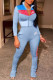 Sky Blue Fashion Casual Print Patchwork Long Sleeve Two Pieces
