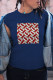 Navy Blue Casual Vintage Print Patchwork O Neck T-Shirts