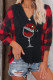 Red Casual Print Patchwork Hooded Collar Tops