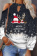 Black Casual Print Patchwork O Neck Tops