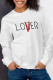 White Casual Sportswear Print Patchwork Letter O Neck Tops