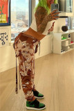 Multicolor Fashion Casual Camouflage Print Patchwork Regular Mid Waist Conventional Full Print Bottoms