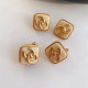Beige Fashion Vintage Letter Patchwork Earrings