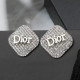 Silver Fashion Simplicity Letter Hot Drill Earrings