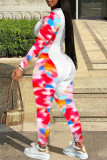Red Fashion Casual Print Patchwork O Neck Regular Jumpsuits