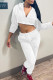 White Casual Solid Patchwork Zipper Hooded Collar Long Sleeve Two Pieces