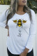 White Casual Street Print Patchwork O Neck Tops