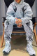 Grey Fashion Casual Print Basic Hooded Collar Long Sleeve Two Pieces