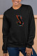 Black Casual Street Print Patchwork O Neck Tops