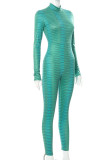 Green Sexy Print Patchwork Half A Turtleneck Regular Jumpsuits
