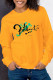 Yellow Casual Street Print Patchwork Letter O Neck Tops