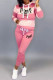Pink Fashion Casual Letter Print Basic Hooded Collar Long Sleeve Two Pieces