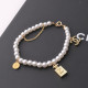 Gold Fashion Elegant Letter Patchwork Pearl Bracelets
