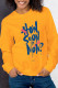 Yellow Casual Street Print Patchwork Letter O Neck Tops