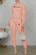 Nude Pink Fashion Sportswear Print Letter O Neck Long Sleeve Two Pieces