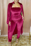 Coffee Fashion Casual Solid Cardigan Turndown Collar Long Sleeve Two Pieces