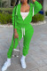 Green Casual Solid Patchwork Zipper Hooded Collar Long Sleeve Two Pieces