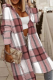 Pink Casual Plaid Hooded Collar Outerwear