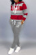 Grey Fashion Casual Letter Print Basic Hooded Collar Long Sleeve Two Pieces