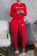 Red Fashion Sportswear Print Letter O Neck Long Sleeve Two Pieces