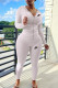 White Fashion Sportswear Print Patchwork Hooded Collar Long Sleeve Two Pieces