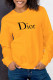Yellow Street Sportswear Print Patchwork O Neck Tops
