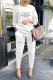 White Fashion Casual Print Patchwork O Neck Long Sleeve Two Pieces