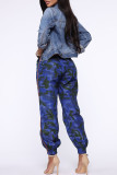 Yellow Fashion Casual Camouflage Print Basic Regular High Waist Trousers