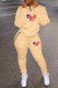 Khaki Fashion Casual Letter Print Patchwork Zipper Collar Long Sleeve Two Pieces