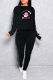Black Party Santa Claus Split Joint O Neck Long Sleeve Two Pieces