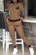 Coffee Fashion Casual Print Patchwork O Neck Long Sleeve Two Pieces