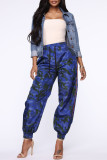 Yellow Fashion Casual Camouflage Print Basic Regular High Waist Trousers