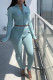Blue Fashion Casual Print Patchwork Long Sleeve Two Pieces